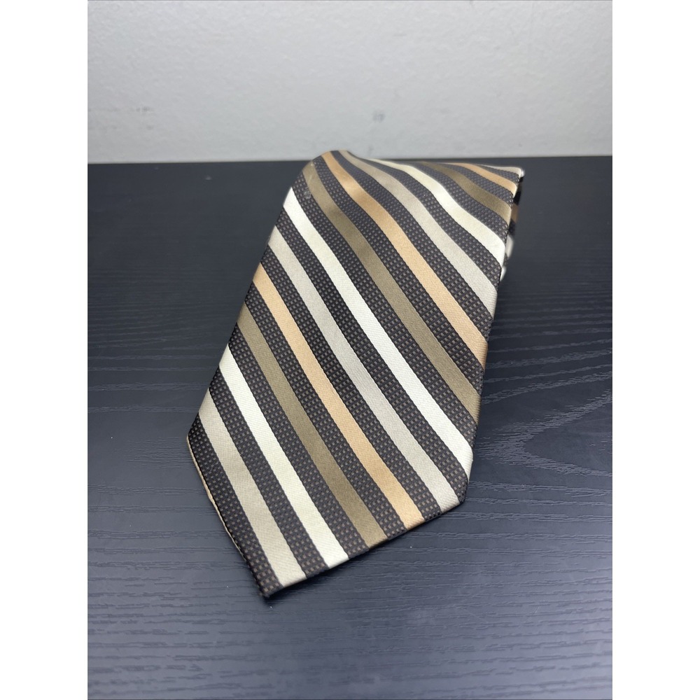 Giorgio Bissoni Men's Brown Espresso Caramel Striped Tie 58" Designer Tie